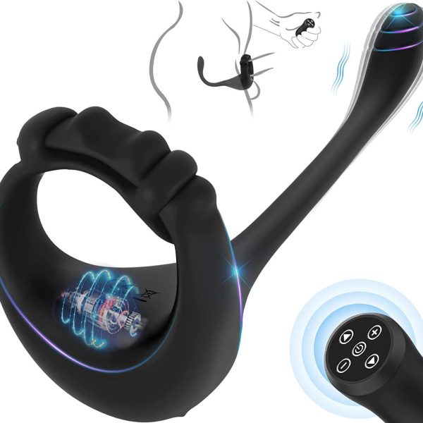 Prostate Massager Anal Plug Vibrator Sperm Lock Ring Delay Ejaculation Trainer Penis Ring for Men