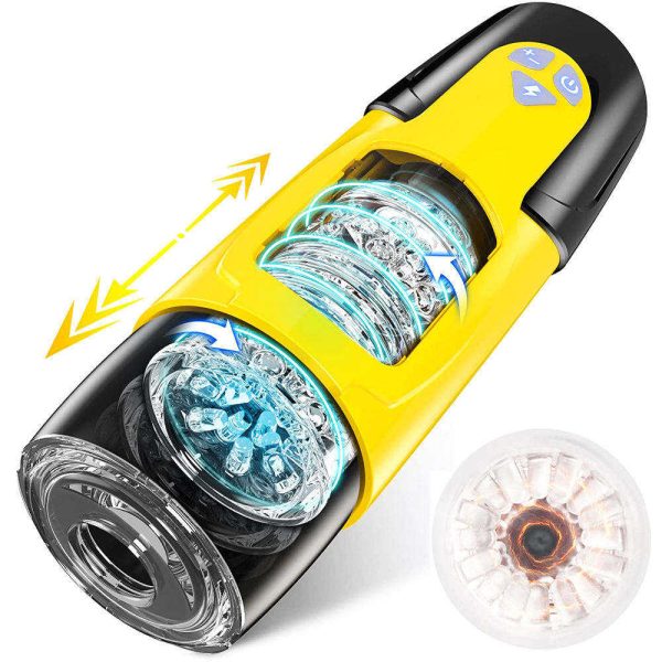 Amazon Hot Sale Fully Automatic Telescopic Rotary Sound Making Silicone Male Masturbator Cup Exercise Device Adult Sex Machine