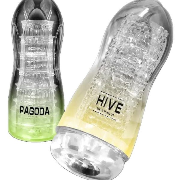 Hand Held Penile Masturbate Training Aircraft Cup Transparent Masturbation Toy Manual Male Masturbator Cup