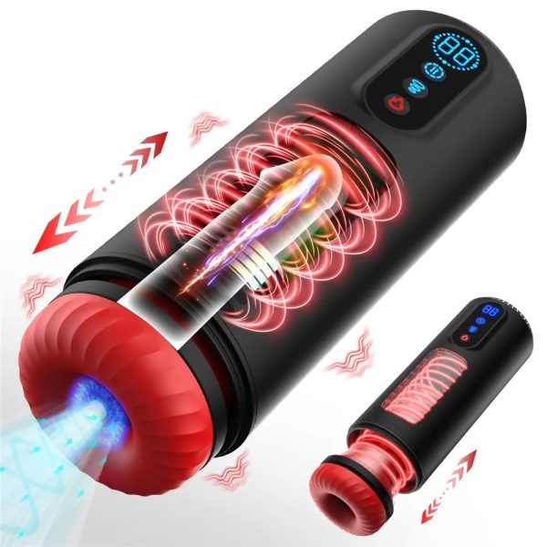 Male Masturbation Toy with 9 Thrusting 9 Vibration Heating 3D Realistic Textures Automatic Male Stroker Masturbator for Man
