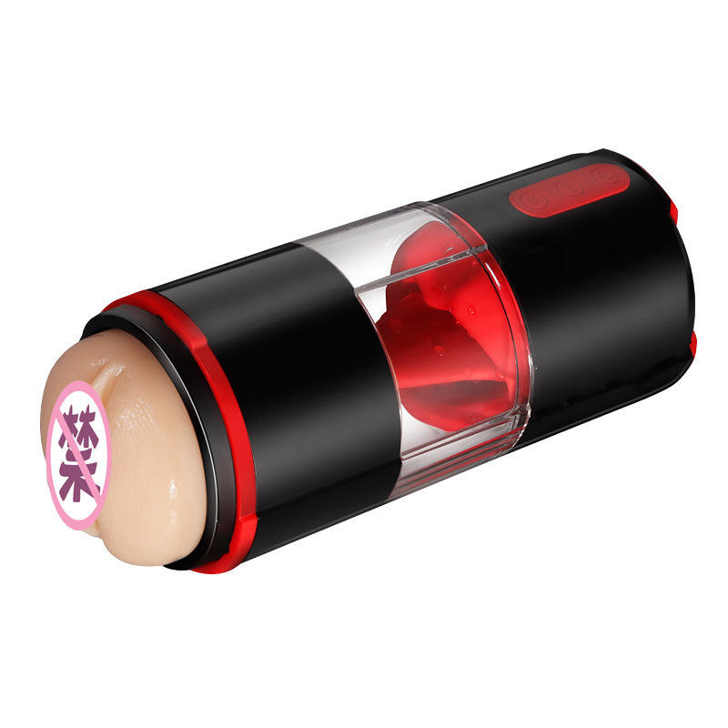main_pic_0-166 Split Design Men Pocket Pussy Stroker Vibrating Tongue Licking Automatic Masturbation Aircraft Cup Male Adults Sex Toys - 图片 1