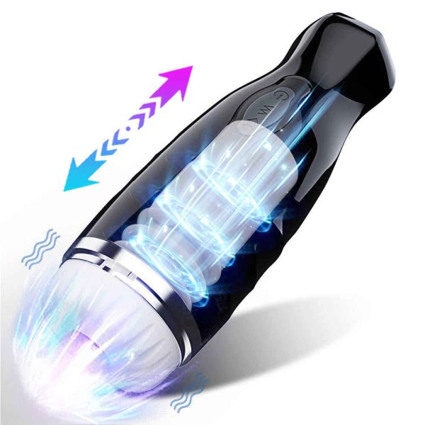 Realistic 3D Textured Ultra-Soft Pussy Male Electric Stroker Adult Sex Toy Automatic Telescopic Vibrating Man Masturbation Cup