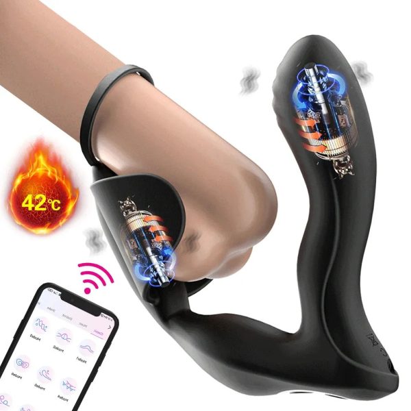 Hot APP Wireless Remote Control Male Anal Butt Plug Vibrator Silicone Anal Sex Toy Vibrating Heating Prostate Massager for Men