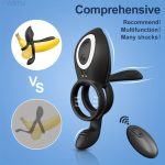 Silicone Vibrator Cock Ring Rechargeable 9 Vibration Remote Control G-Spot Clitoris Stimulator Adult Intimacy Toy for Men