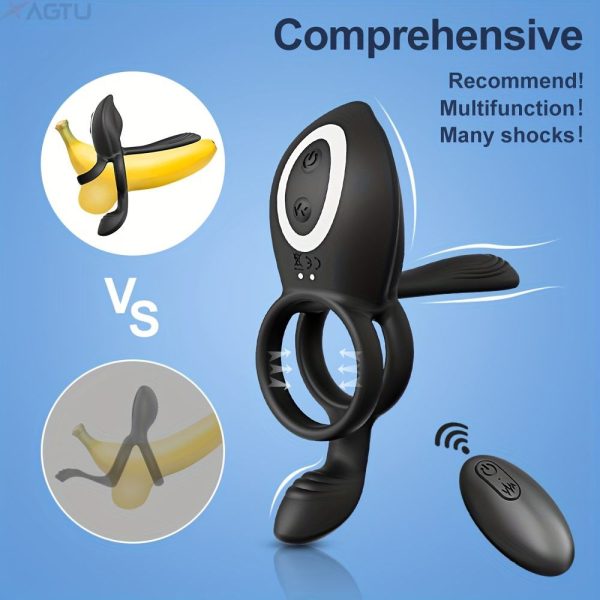 Silicone Vibrator Cock Ring Rechargeable 9 Vibration Remote Control G-Spot Clitoris Stimulator Adult Intimacy Toy for Men