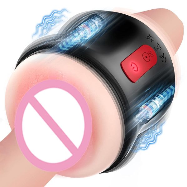 Automatic Male Masturbator Cup Open-ended Vibrating Realistic Vagina Masturbation Cup Pocket Pussy SexToy for Men Adult Supplies