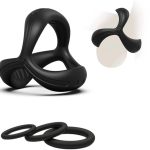 OEM Double Stretch Lock Sperm Ring Male Device Triangle Silicone JJ Double Set Ring Sun Circle Couple Sex Toys