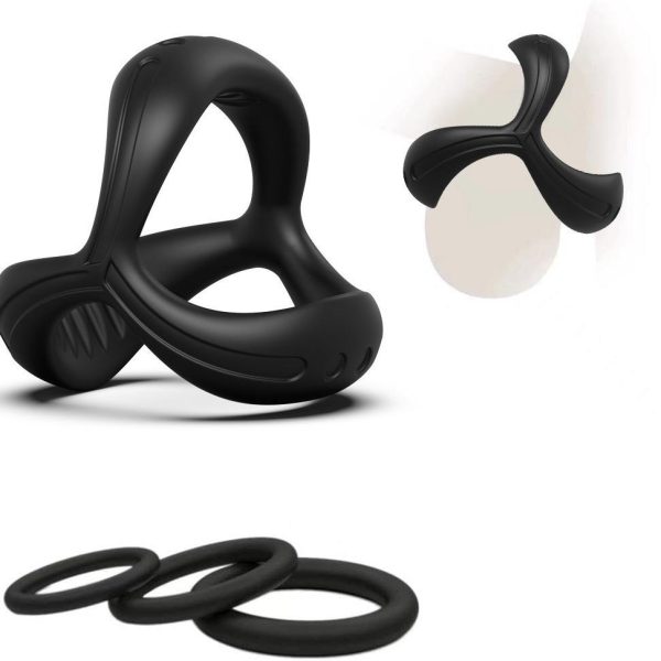 OEM Double Stretch Lock Sperm Ring Male Device Triangle Silicone JJ Double Set Ring Sun Circle Couple Sex Toys