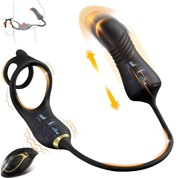 OEM Remote Control P Spot Vibrating Penis Ring Ejaculation Delaying Thrusting Anal Vibrator Cock Ring for Prostate Stimulation