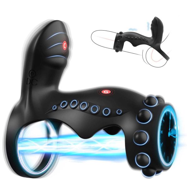 OEM Dual Ring Adult Sex Toys Stimulator Massager Vibrating Penis Ring Cock Sleeve for Men Erection Enhancing and Female Pleasure