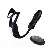 OEM Male Prostate Remote Control Anal Plug 9-Frequency Telescopic Double Vibration Double Ring Locking for Safer Sex