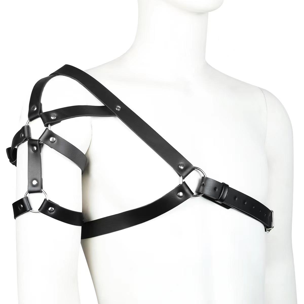 main_pic_0-445 OEM Chest Harness Leather Men Sex Lingerie PU Leather Bondage Restraints for Man Sex Bondage Gear Cosplay Handcuff - 图片 1