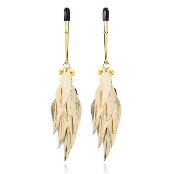 OEM 1 Pair Feather Metal Bells Nipple Clamps SM Nipple Ring Flirting Teasing Sex Toys