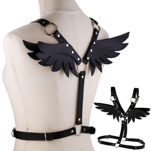 OEM Hot Selling Dance Club Rave Wings Leather Harness Cage Bra Sexy Lingerie Belt Fetish Punk Gothic Body Bondage Wholesale