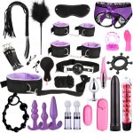 OEM New 26 Pcs Bdsm Kit Bondage Fetish Bdsm Nipple Clip Handcuff Mouthball Whip Blinder Collar Shackles SM Toy