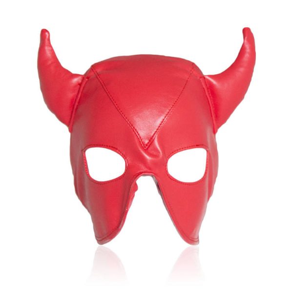 OEM Bondage Fun Ox Horn Head Mask Toy Leather Blindfold Stage Performance Headband for Couple BDSM Flirting