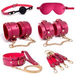 OEM Hot New York Erotic Toys 6 Piece Set Sex Bondage Leather Strap Kit Slave Game Bdsm Fetish Plush Bondage
