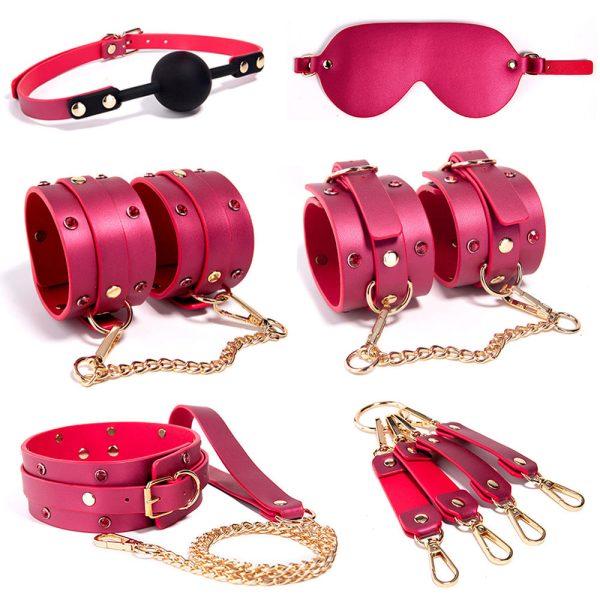 OEM Hot New York Erotic Toys 6 Piece Set Sex Bondage Leather Strap Kit Slave Game Bdsm Fetish Plush Bondage