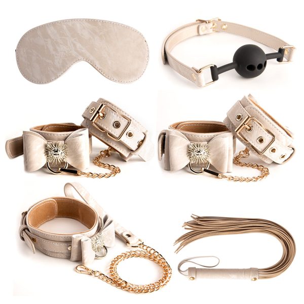 OEMExotic Sex BDSM 6 PCS for Adult Game Leather BDSM Sex Toy Kit Exotic Toy Couples Bondage Kit Handcuffs Whip Paddle Collar Set