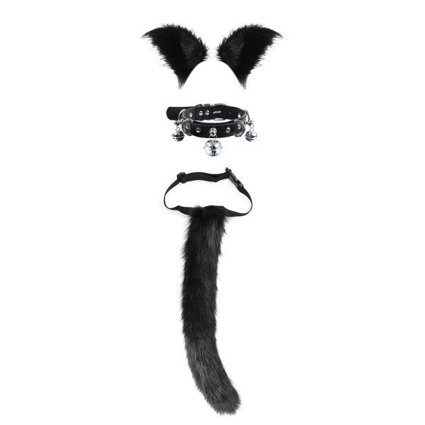 OEM Cosplay Bondage Gear Sexy Fox Tail Plush Ears Bell Neck Collar with Fox Features for Personalized Halloween Party Outfits