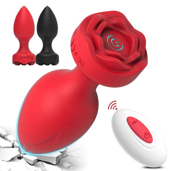 Anal Plug Rose Vibrator for Women Remote Control Butt Plug 10 Modes Vibrating Prostate Massager Silicone Stimulator Sex Toys