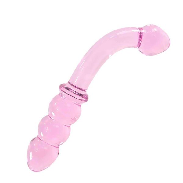 Double Ended Glass Anal Beads Butt Plug G-spot Bent Pleasure Wand for Female Male Masturbating