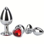 3Pcs/Set S M L Metal Anal Plug Stainless Butt Plug Fetish Adult Anal Sex Toys Heart Crystal Jewelry Anal Butt Plug for Men Woman