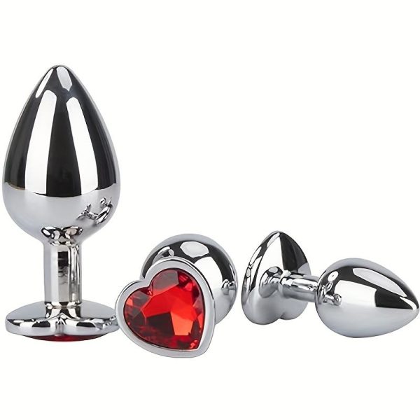 3Pcs/Set S M L Metal Anal Plug Stainless Butt Plug Fetish Adult Anal Sex Toys Heart Crystal Jewelry Anal Butt Plug for Men Woman