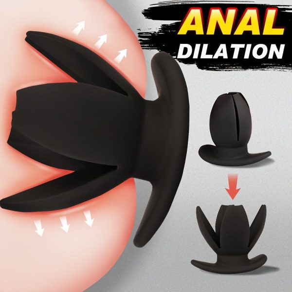 Silicone 4-Petal Design Hollow Silicone Anal Expander Anal Plug for Male and Female Anal Alternative Adult Products