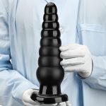Black Pointed Super Large Anal Plug Suction Cup Vulva Anal Sex Toys Sexy Rose Large Thick Fist Sex Toy Anal Enlargement