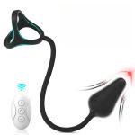 Oem Wholesale Three Ring Locking Silicone Anal Plug with Wireless Remote Control for Couple's Fun