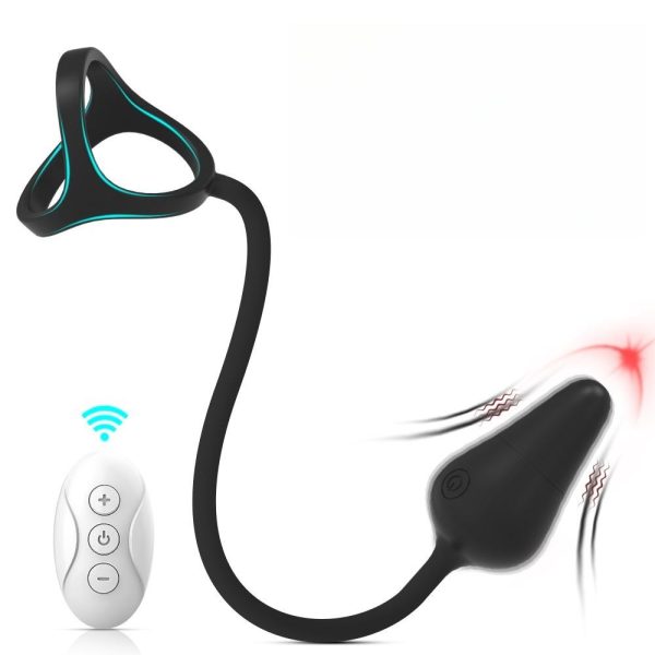 Oem Wholesale Three Ring Locking Silicone Anal Plug with Wireless Remote Control for Couple's Fun