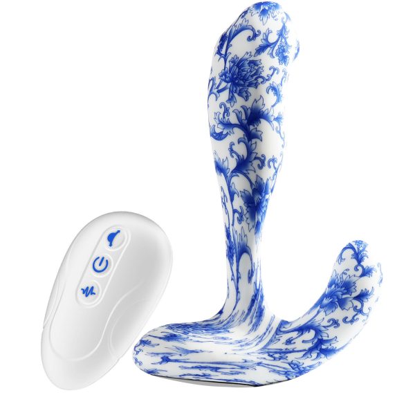 OEM Blue and White Porcelain Backyard Prostate Massager Female G Vibrator Masturbation Adult Sex Toys