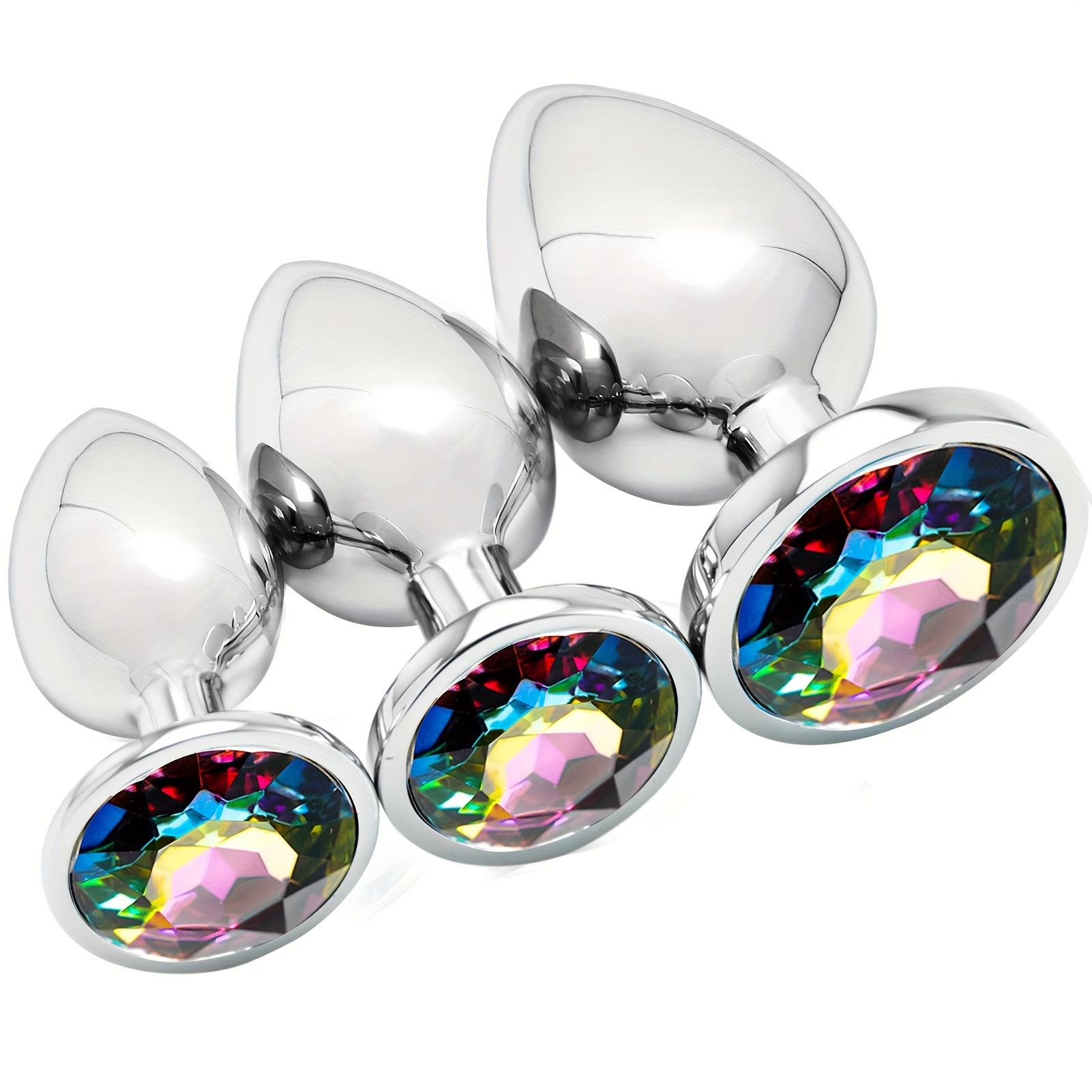 main_pic_0-680 OEM Colorful Anal Butt Plug 3 Pcs Sets Dazzling Colour Safety Metal Fantasy Sex Games for Starter Beginner - 图片 1
