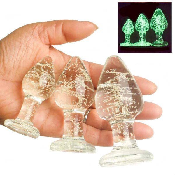 Glowing Luminous Vaginal Plug Anal Dilator Trainer Sex Toys Transparent Crystal Glass Butt Plug for Women Male Masturbation Toys
