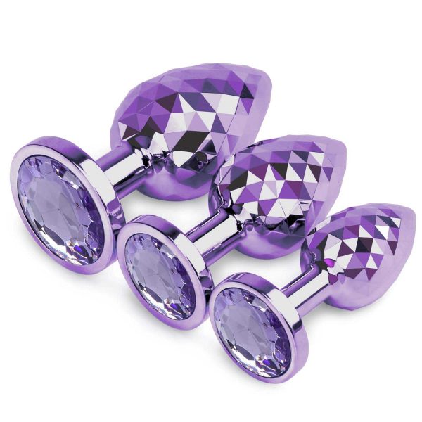 3 Pack Butt Plugs Set Luxury Geometric Diamond Design Anal Dilator Adult Sex Toys G Spot Prostate Stimulation Metal Butt Plugs