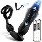 OEM APP Remote Control Thrusting Vibrating Anal Expansion Prostate Massager Anal Vibrator Butt Plug with Penis Rings Sex Toy