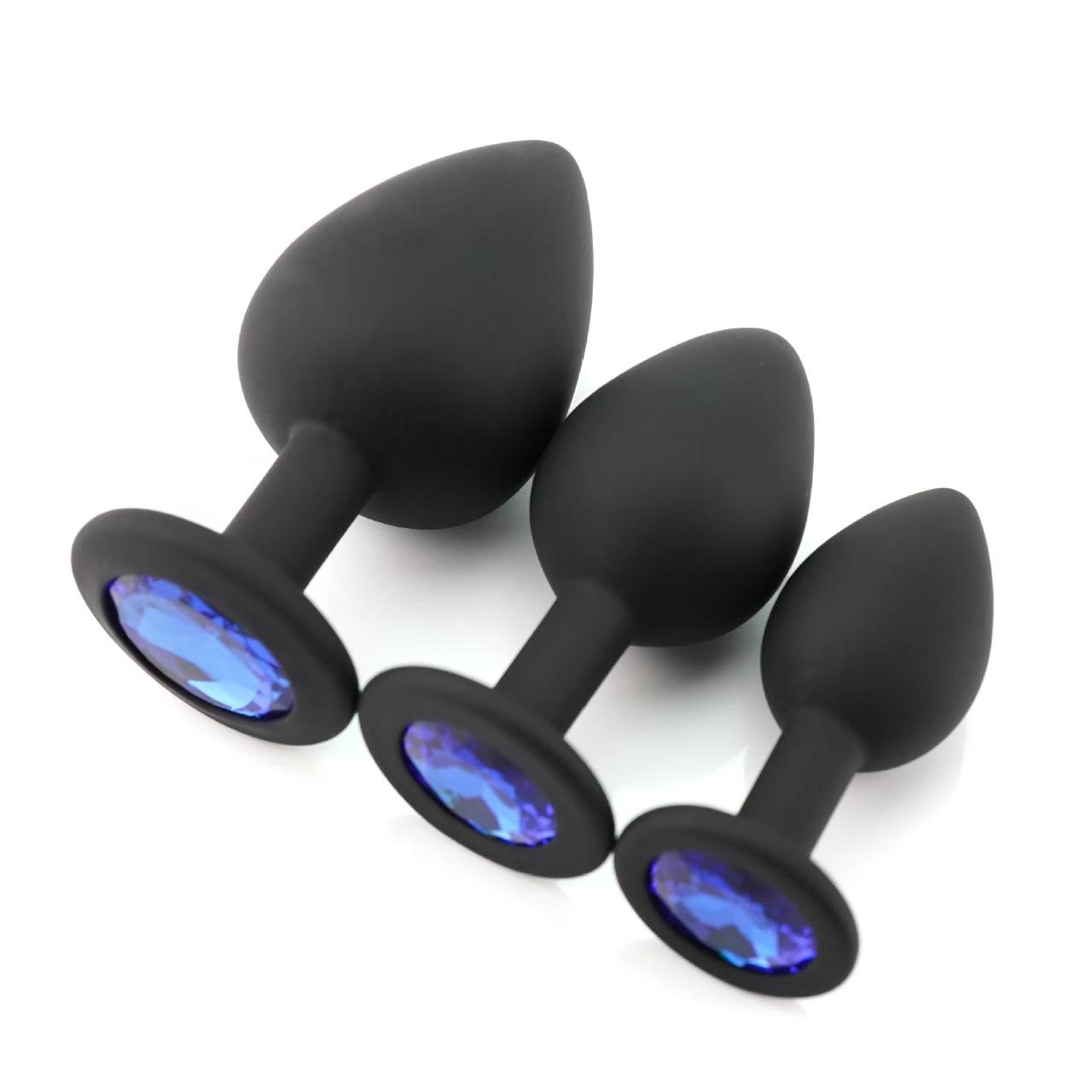 main_pic_0-703 3Pcs/Set S M L Silicone Anal Plug Butt Plug Fetish Adult Anal Sex Toys Round Crystal Jewelry Anal Butt Plug for Men Woman - 图片 1