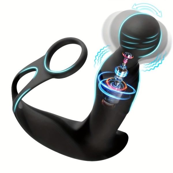 OEM Rotating Prostate Massager With Vibrating Cock Ring, Anal Dildo Vibrators Remote Control Butt Plug