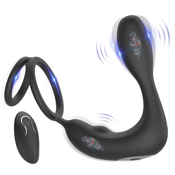 OEM 12-Mode Thrusting Cock Ring P Spot Massager Prostate Anal Vibrator with Remote Control Sex Toys for Men Women