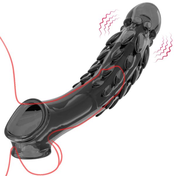Men Sex Toy Penis Enlargement Big Cock Sleeve Dildo Condom Transparent Reusable Male Dragon Vibrating Penis Extender Sleeve