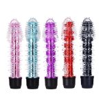 Wholesale Price Crystal Soft Silicone Vibrating Spiny Single Frequency Long Dildo Vibrator for Female