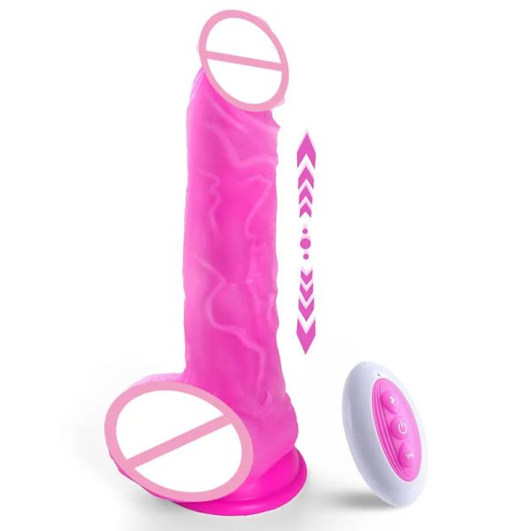 Lifelike Remote Control Warming Moving Realistic Silicone Dildo Heating Function Automatic Thrusting Dildo Vibrator for Women