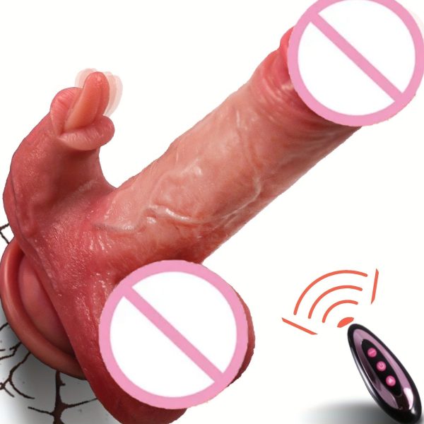 8.4 Inch Hands-Free Remote Control Thrust Telescopic Realistic Dildo Vibrator Adult Sex Toy Rotation Tongue Licking Dildos