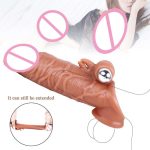 Hot Selling Realistic Masturbation Dildo Sleeve Reusable Soft Silicone Extended Condoms for Men Adult Sex Toys
