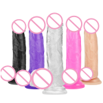 OEM Women's Natural Rubber Dildo with Colorful Artificial Crystal Realistic Design Soft Silicone Material