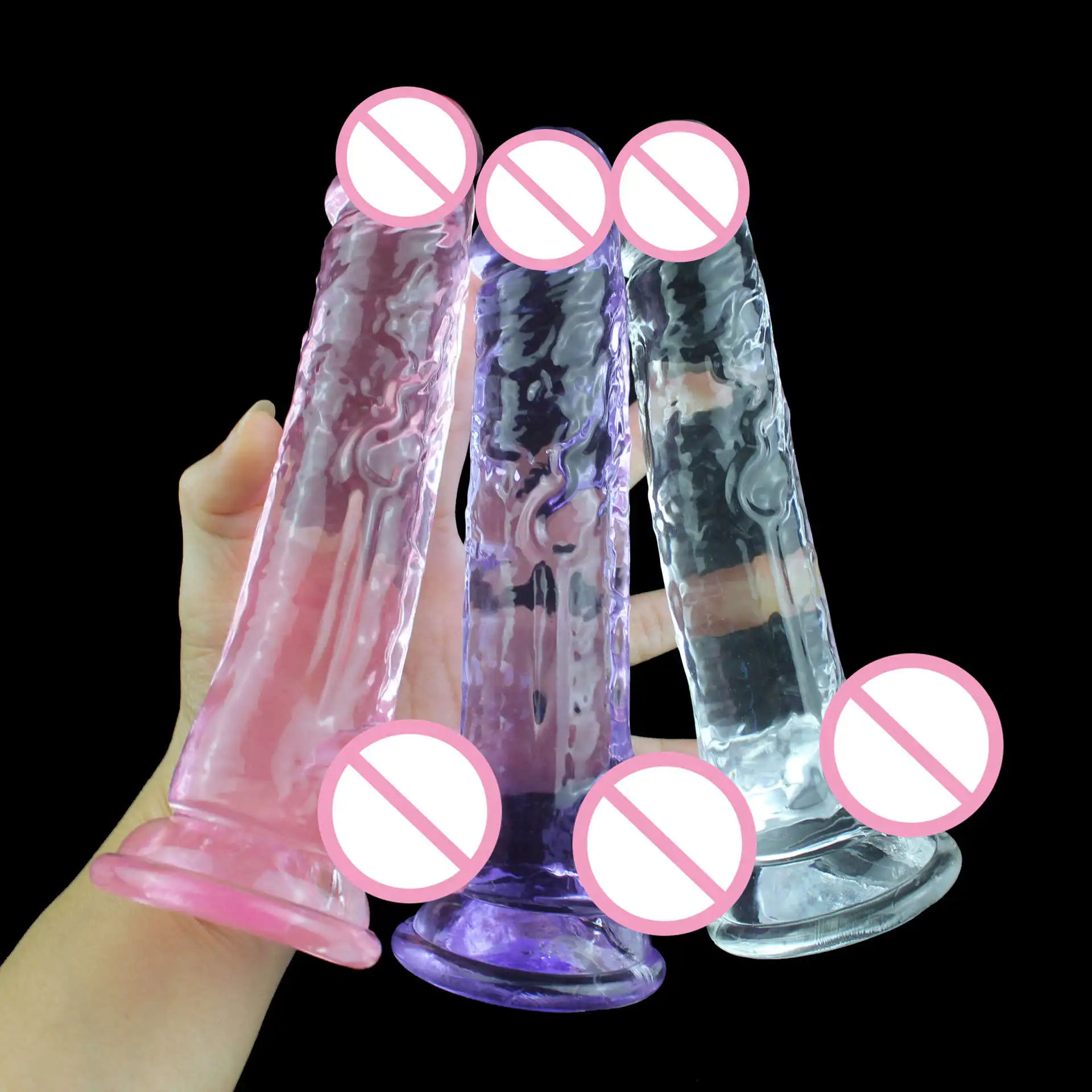 main_pic_0-990 Factory Wholesale Cheap and Colorful Dildo TPE Realistic Huge Artificial Penis Crystal Dildo for Women - 图片 1