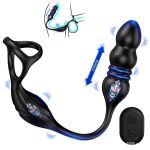 Male Prostate Massage Vibrator 3 Ring Anal Plug Vibrator Silicone Delay Ejaculation Male Masturbator Adult Sex Toys for Men - 图片 2