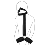 Wholesale Black Ribbon Material Bondage Kit with Handcuffs and Mouth Ball Toys BDSM Sex Toys for Women - 图片 2