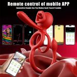 OEMAPPControl Lock Sperm Cock Ring Erection Adult Sex Toy Clitoral Anal Stimulation Dual Penis Ring Vibrator with Tongue Licking - 图片 2